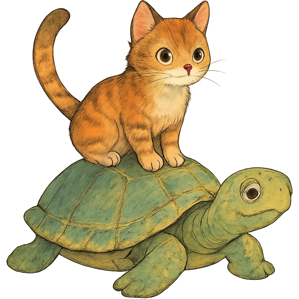 cat on a turtle emoji