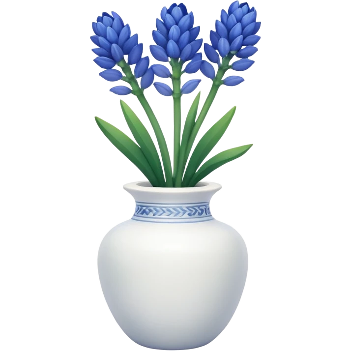 ChatGPT said:

A small white ceramic vase holding a delicate blue hyacinth with soft green leaves — simple, elegant, and calming in a cozy, minimalist style. emoji