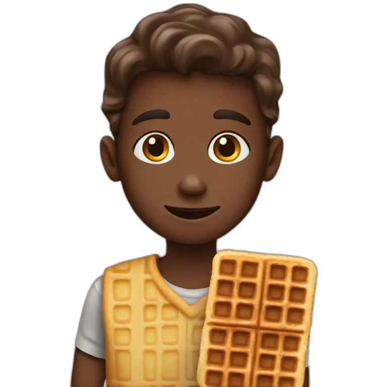 Boy with waffle chocolate emoji