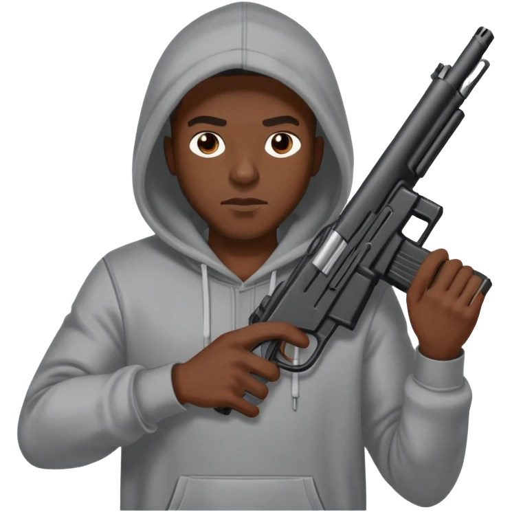 Black guy with hoodie holding gun emoji