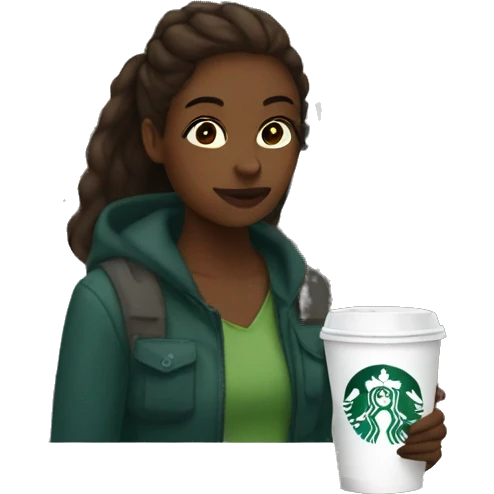 Girl at the airport drinking Starbucks emoji