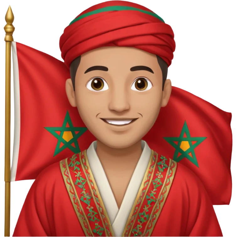 Un homme avk le drapeau Du Maroc sur le dos et qui est normal sans rien sur lui emoji