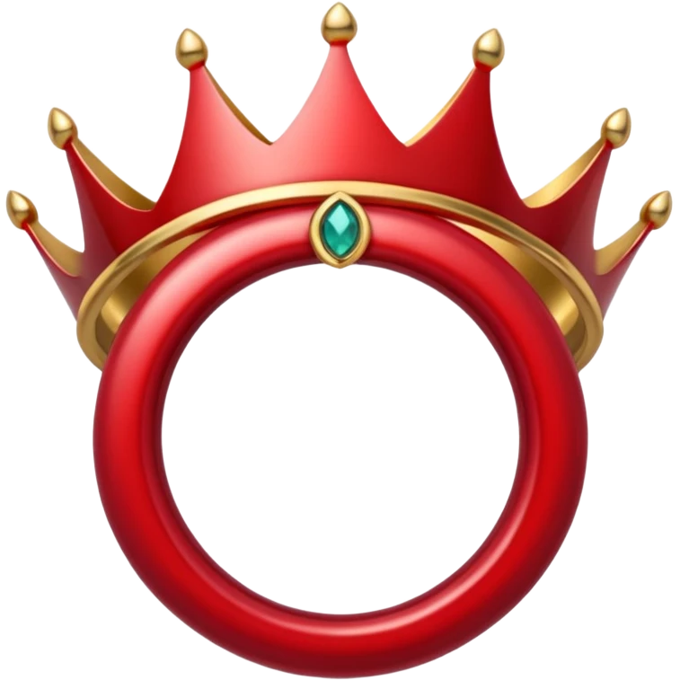 couronne en or à 3 pointes avec un énorme rubis au centre en cabochon emoji