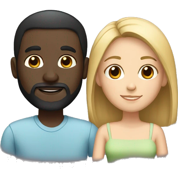 mixed couple , husband has black skin with a beard and wife is white emoji