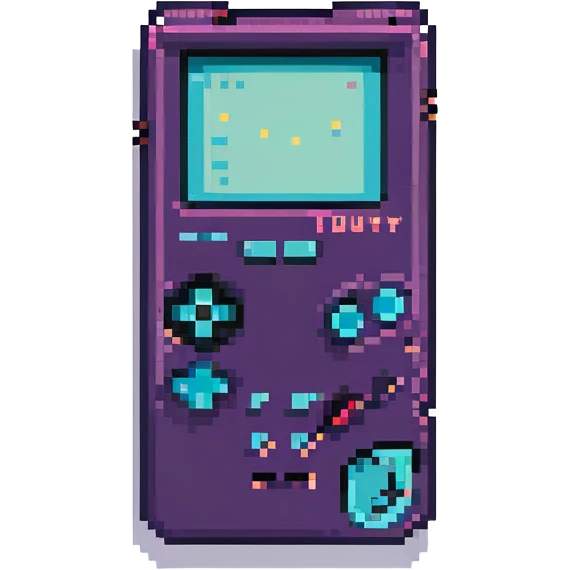 GameBoy, pixel art style, vibrant but limited colors, retro video game vibe, clear outline, iconic GameBoy silhouette emoji