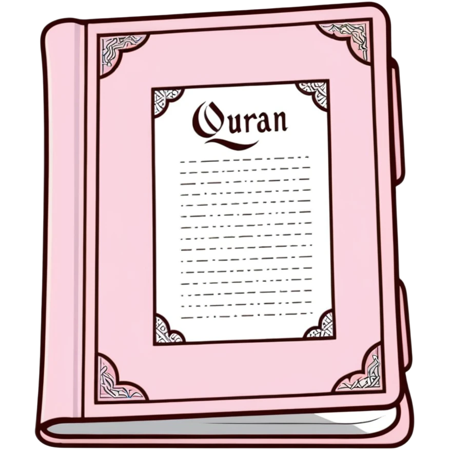 Baby pink Quran book, pastel soft pink Muslim holy book emoji