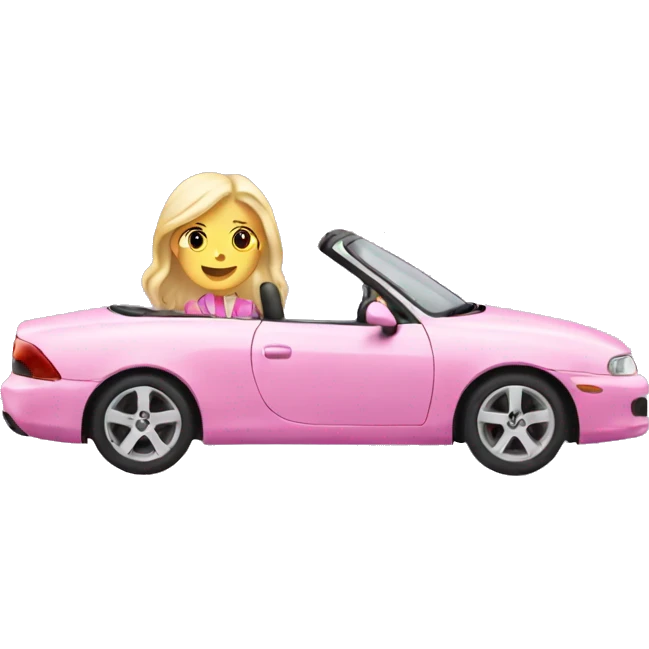 two white girls in a pink car emoji