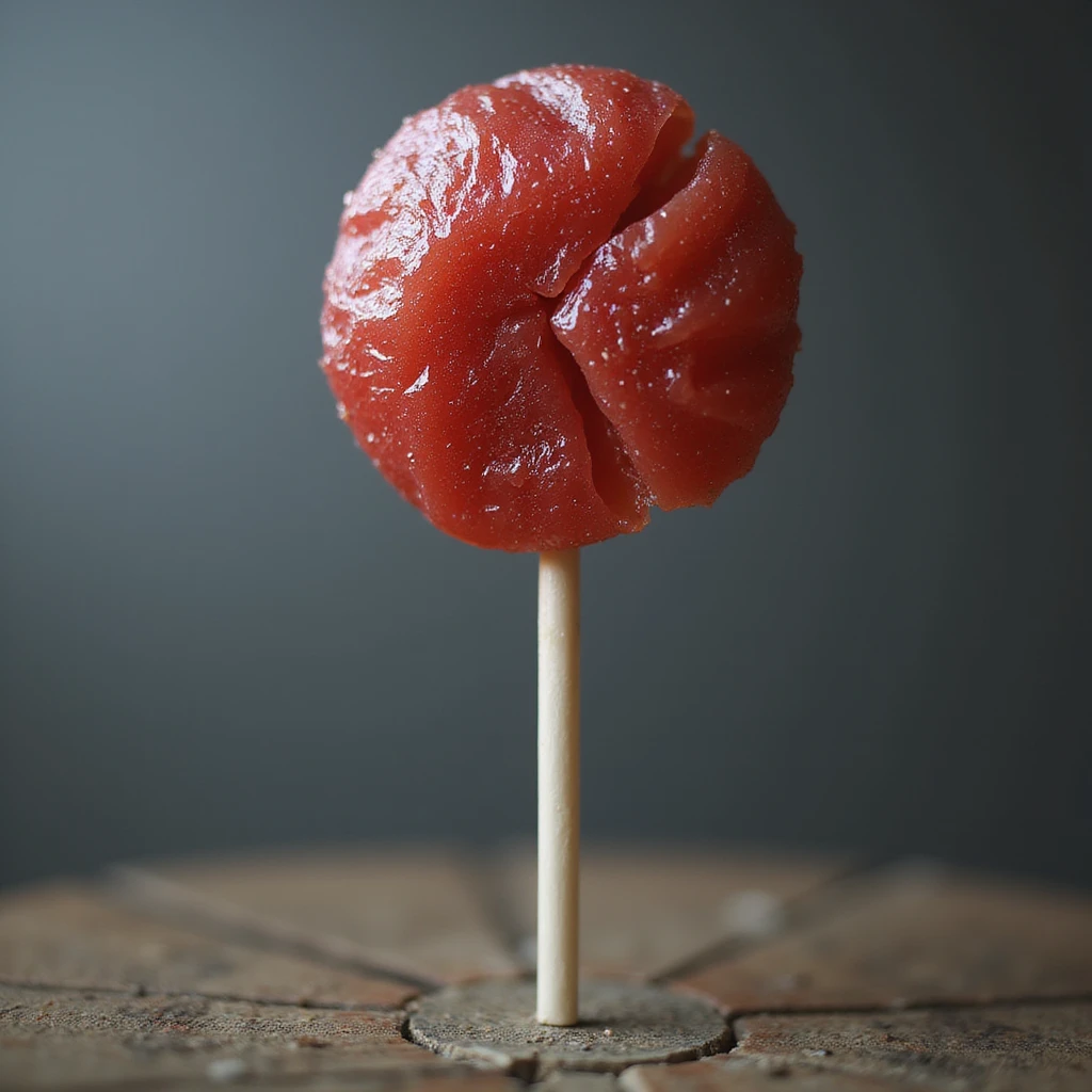 realistic lollipop, broken, photorealistic style emoji