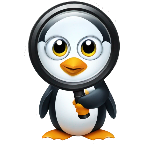 penguin holding a magnifying glass emoji