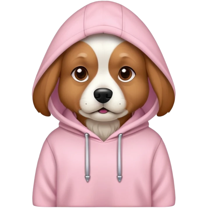 Dog wearing a light pink hoodie emoji