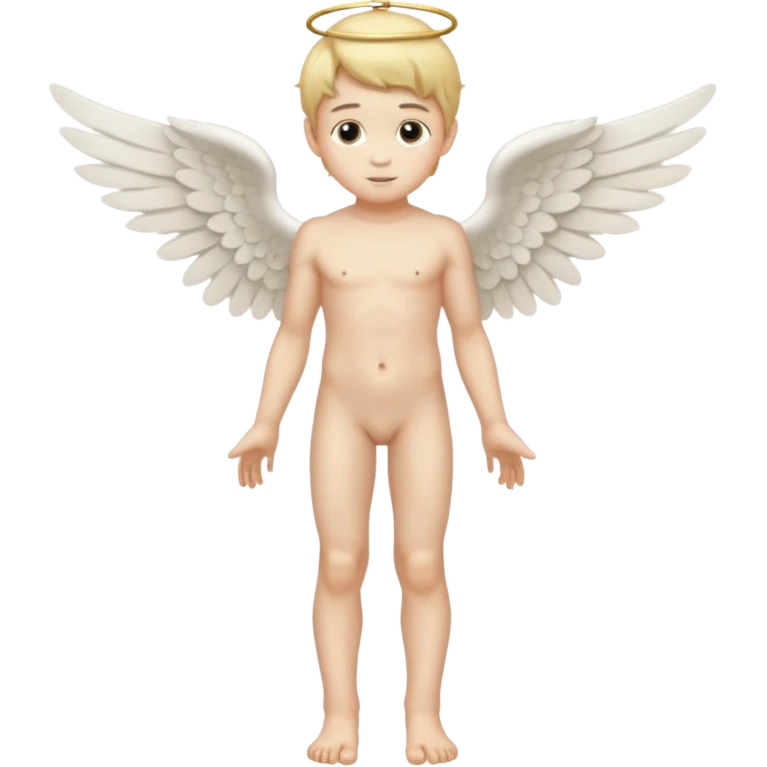 young, thin, full-body, naked angel boy with wings. emoji