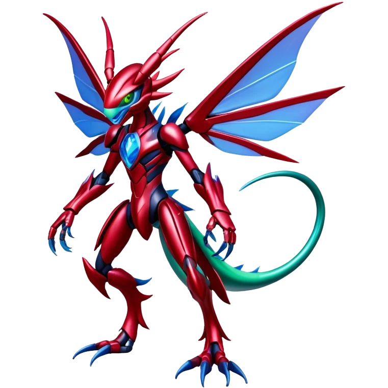  Cool Edgy Shiny Futuristic Ethereal Legendary Scizor-Digimon-Schyther-Flygon-hybrid full body emoji