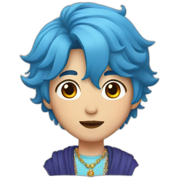 Korean guy with blue hair and jewellery  emoji