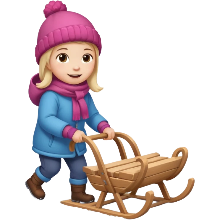 child pulling sled in snow emoji