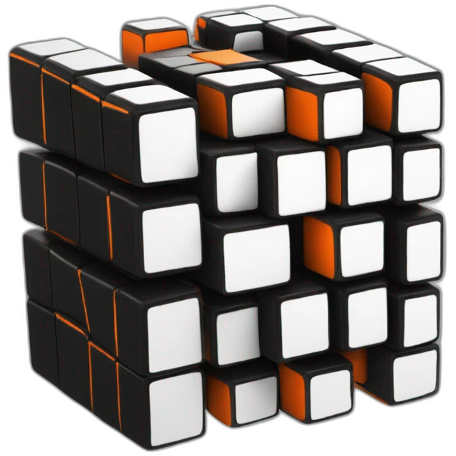 rubik cube black with orange details emoji