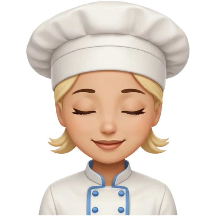 Female chef closing her eyes smiling emoji