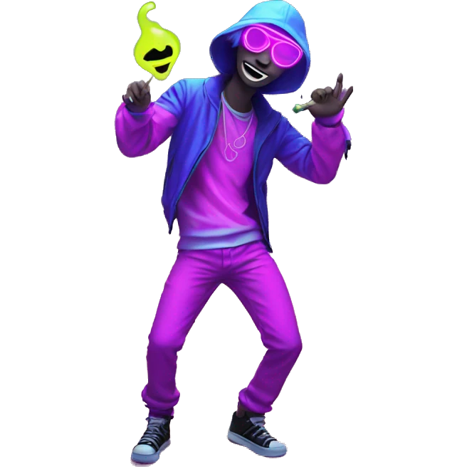 Rave party dancing neon smoking emoji