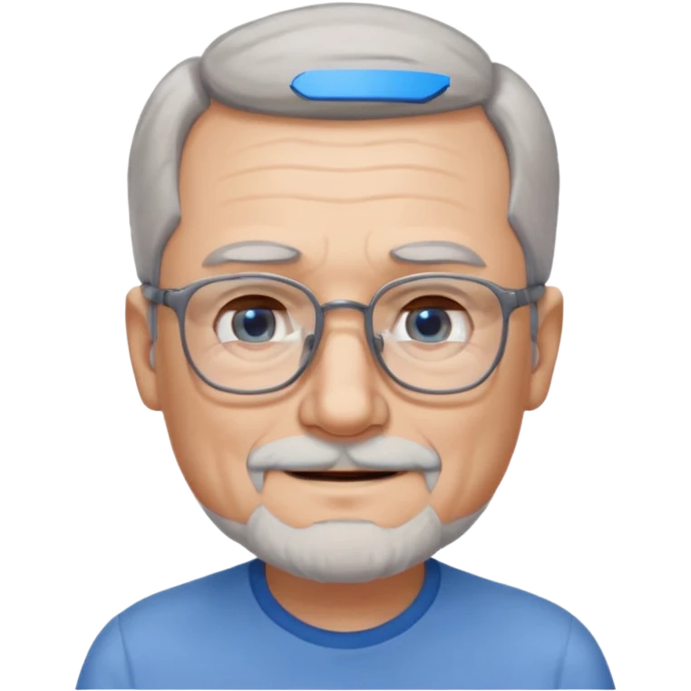 Create me an emoji of an old man. Gray short size hair. Gray beard. Squarer Glasses. Blue eyes. Little smile emoji
