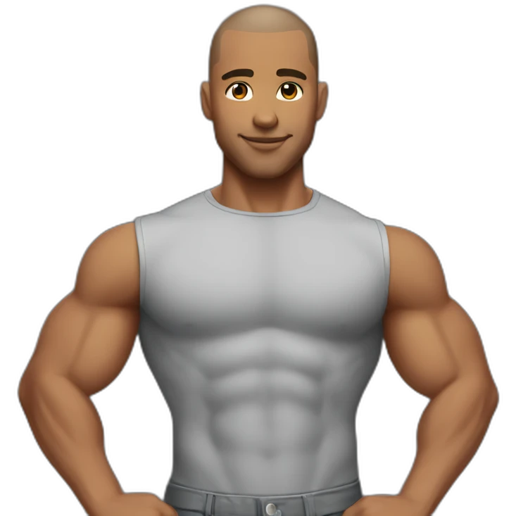 buff man body buzz cut hair emoji