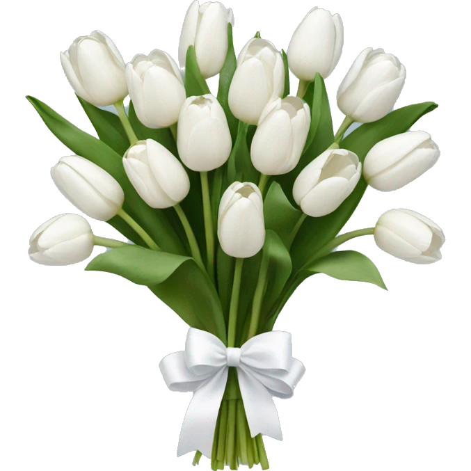 Bouquet of white tulips with a white bow  emoji
