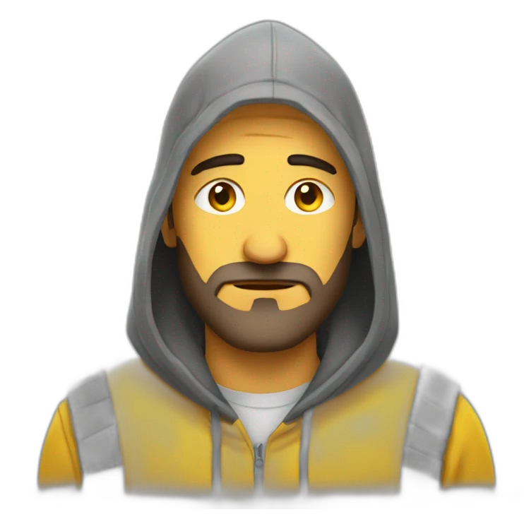 Armenian men  with yellow hoodie with sleepy face emoji