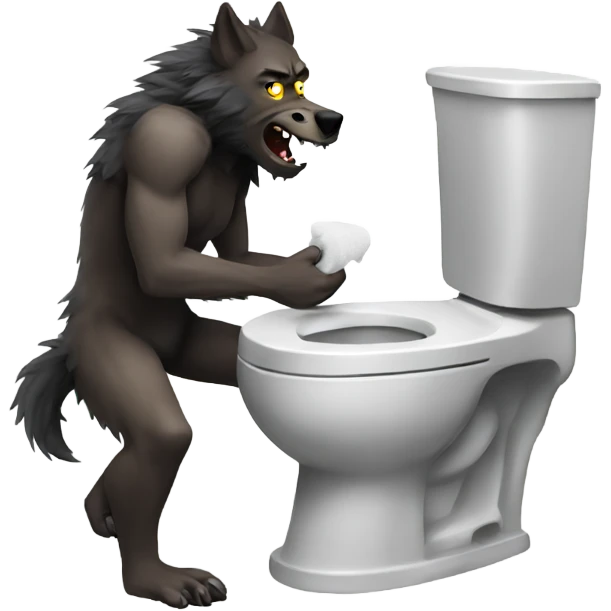 Werewolf using the toilet emoji