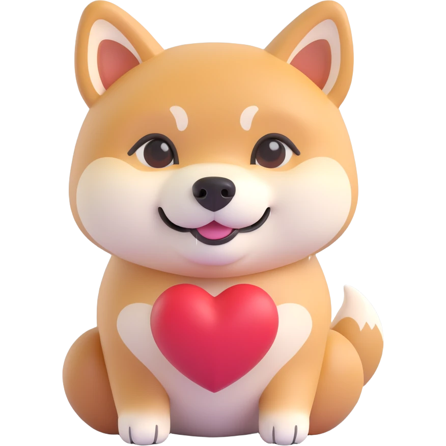 shiba inu, in love emoji