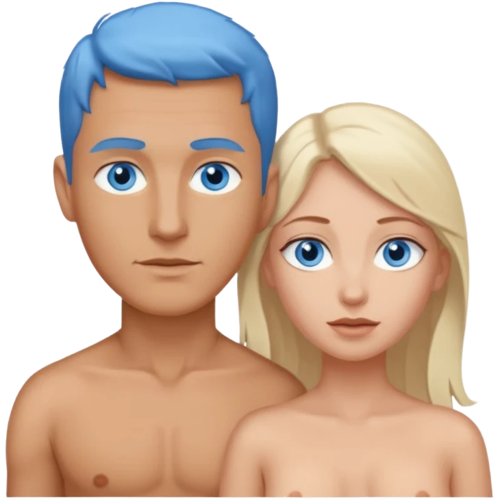 White Man blue eyes and white woman blue eyes having sex naked emoji