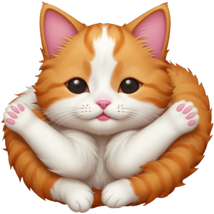 ginger and white small cat upside down with eyes closed emoji