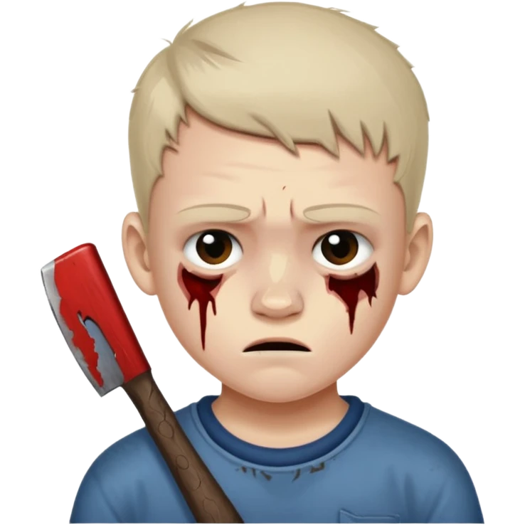 13 y/o Brian robeson at the beginning of Hatchet
distressed, has hatchet, bruised emoji