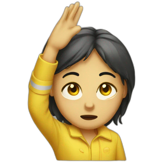 Crying yellow saluting emoji