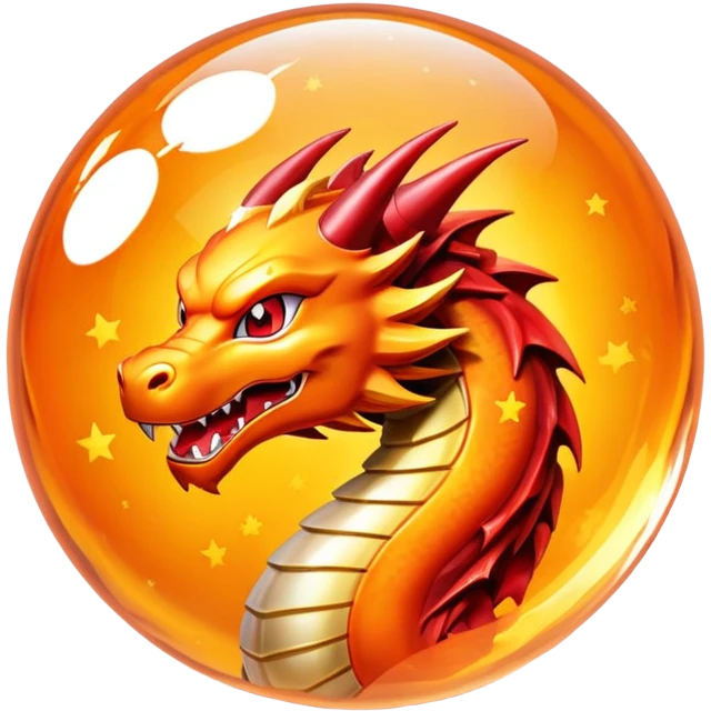 Orange crystal Dragon Ball with red stars inside, inspired by Dragon Ball anime emoji