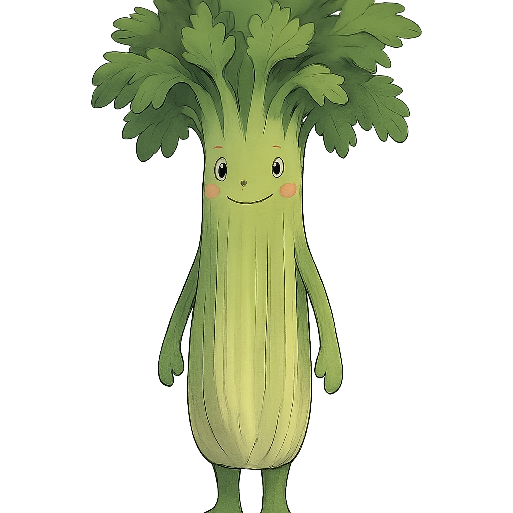 ghibli style anthropomorphic celery emoji