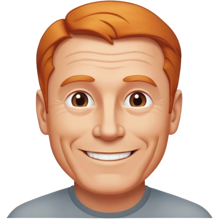 smiling older white man, fit physique, receding ginger hair, approachable look emoji