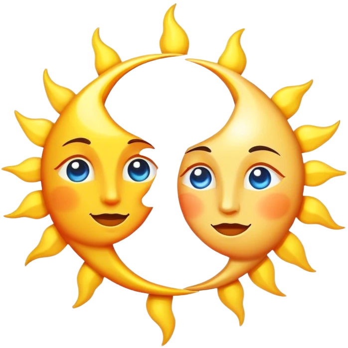Un sol brillante y una luna reflejando su luz. La luna no compite con el sol, sino que lo engrandece con su reflejo. Si intentara brillar por sí misma, desaparecería. emoji
