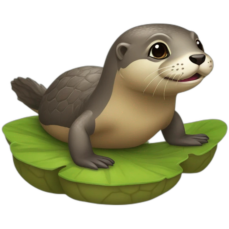 Loutre qui fait du rodéo sur une tortue emoji