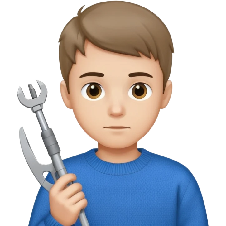 Мальчик в синем свитере с штангенциркулем  emoji