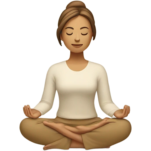golden brown haired youthful middle aged peaceful woman meditating, warm but pale tan emoji