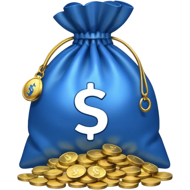 blue coins inside a money bag  emoji