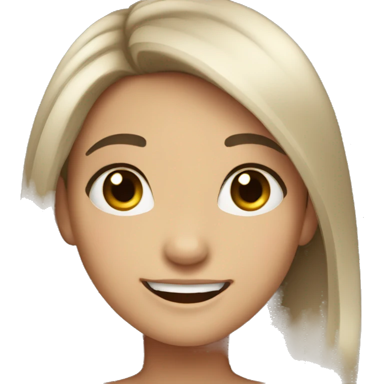 pretty girl smiling and blushing dark hair  emoji