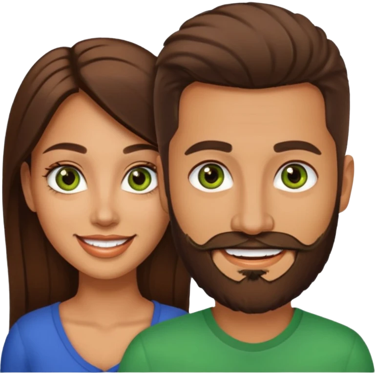 Naked Latina woman brown eyes with white man with brown beard and green eyes emoji