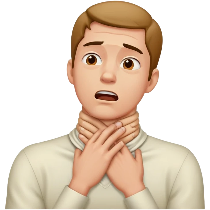 dude choking his neck with two hands emoji