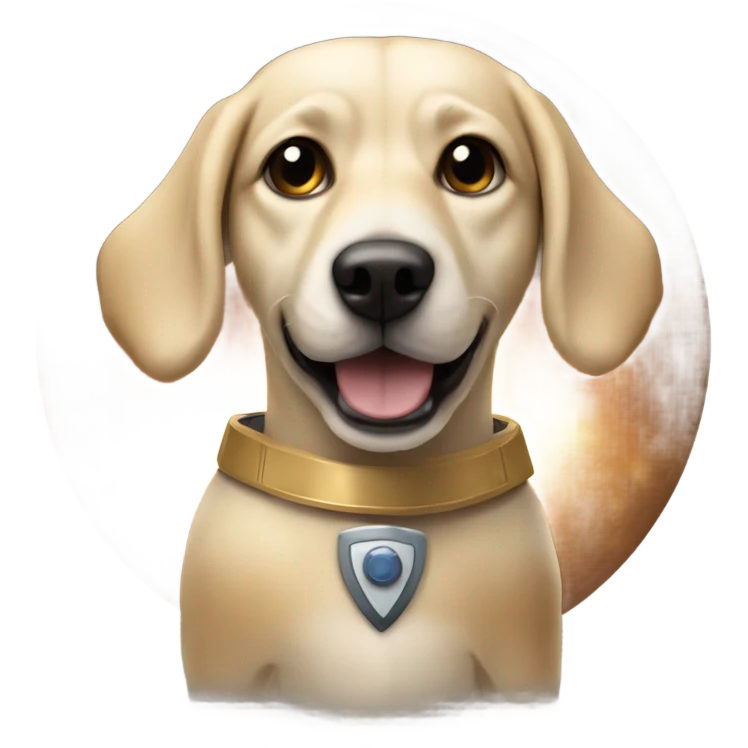 Create me an emoji of a blonde Canaanite dog on a spaceship emoji