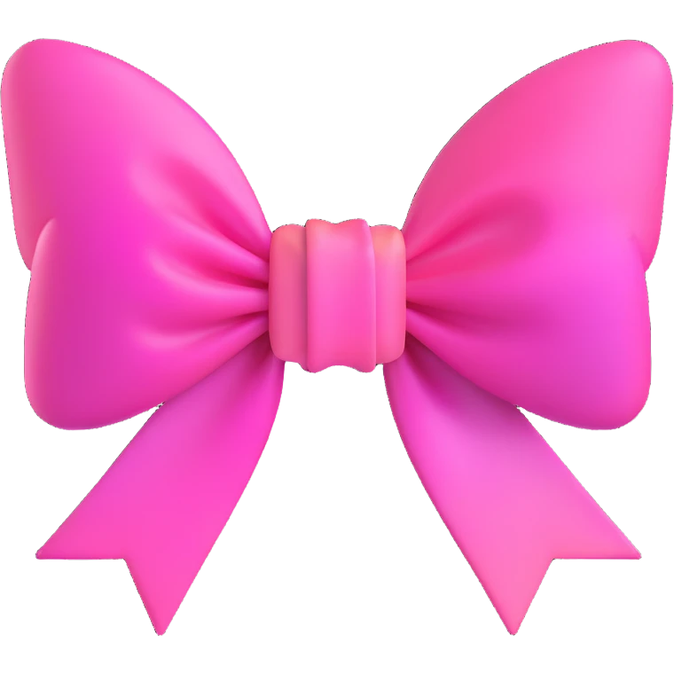 3D emoji style bow, light pink, soft glowing aura emoji