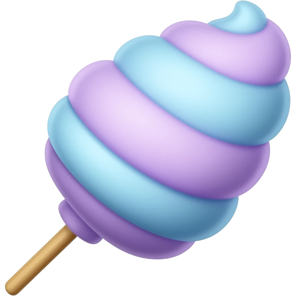 cotton candy (color light purple and light blue, striped) on stick emoji