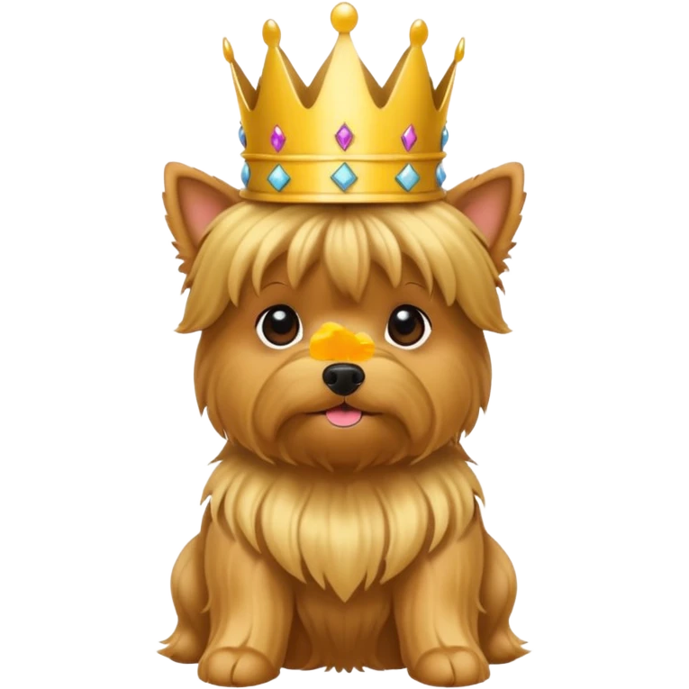 Cute golden Yorkie dog with crown  emoji