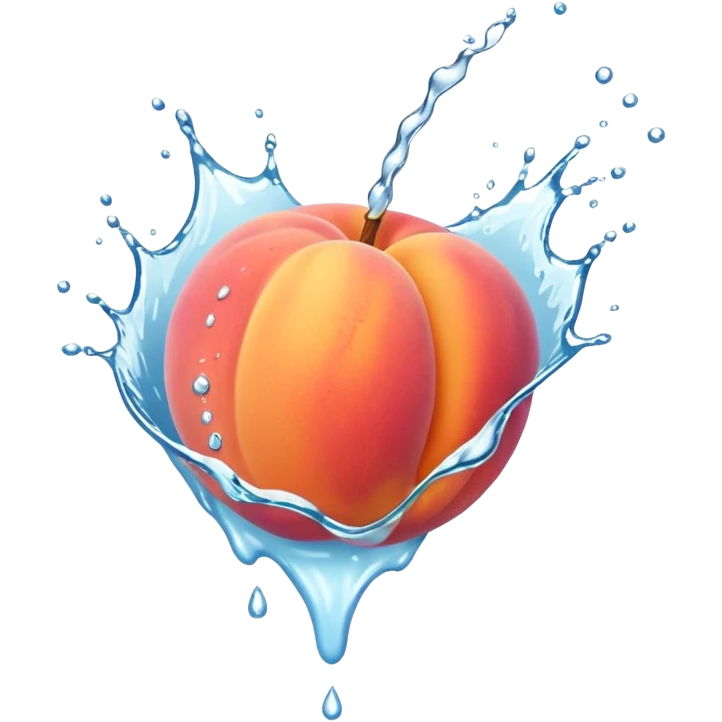peach splashing water, lively and colorful emoji