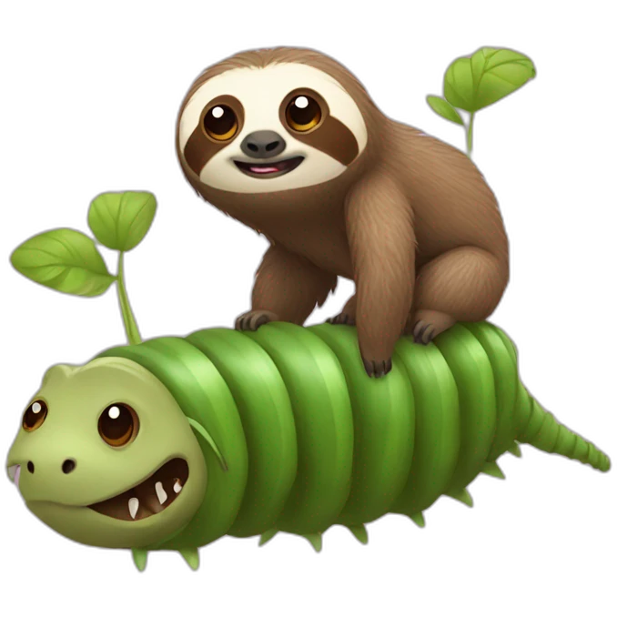 sloth riding caterpillar with head emoji