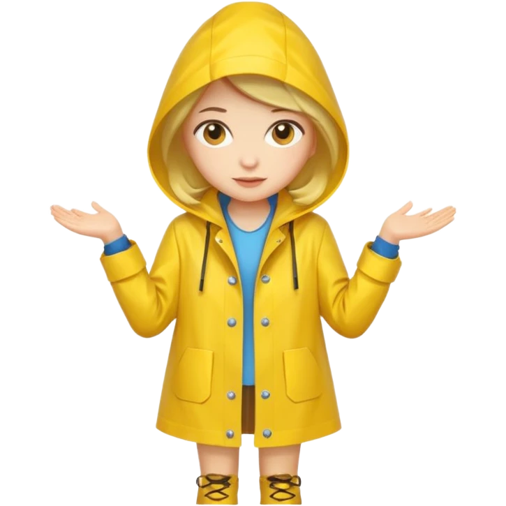 Girl in a yellow raincoat full body  emoji