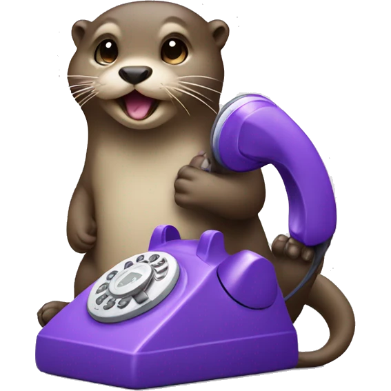 an otter talking on a purple phone emoji